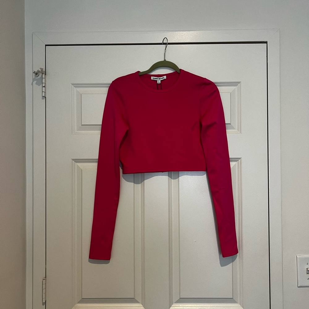 Elizabeth & James Pink Long Sleeve Crop Top